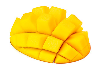 fresh sliced mango isolated on white background. healthy food