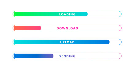 Vector Illustration Colorful Loading Bar Set. Modern Web Element Collection
