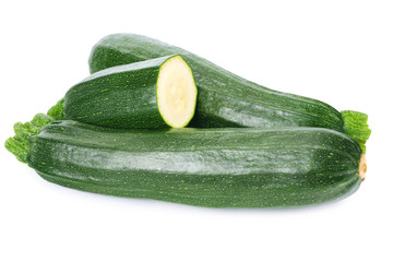fresh green zucchini isolated on white background