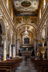 Fototapeta na wymiar Paintings and decorations in the interiors of Matera Cathedral, Basilicata, Italy