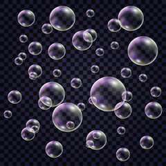 Soap Bubbles Foam. Background with colorful rainbow bubbles. Vector illustration