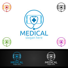 Mobile Cross Medical Hospital Logo for Emergency Clinic or Volunteers Concept