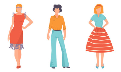 Stylish apparel and clothing for women and men vector illustration