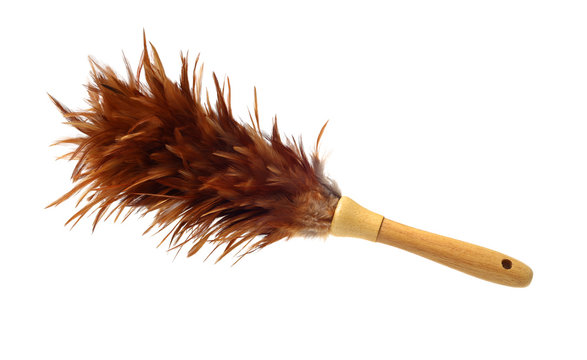 Feather duster for cleaning dust isolated on white background