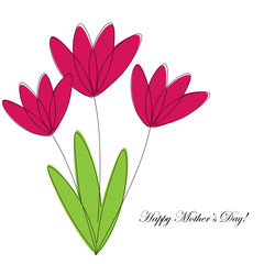 Happy Mother's day card with flowers, vector illustration