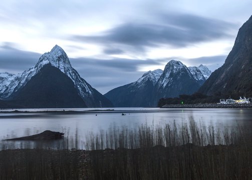 Idyllic View Of Milford Sound Against Sky During Winter