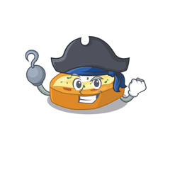 Baked potatoes cartoon design style as a Pirate with hook hand and a hat