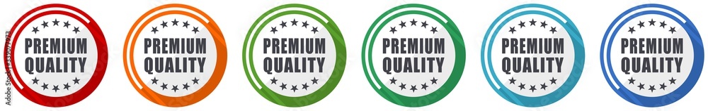 Poster premium quality icon set, flat design vector illustration in 6 colors options for webdesign and mobi