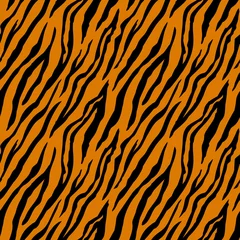 Stickers pour porte Peau animal Modèle sans couture avec des rayures de tigre. Empreinte d& 39 animal.