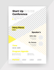 Unique Style & Creative shape Based business conference Flyer Design Template.