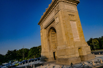 Fototapeta na wymiar BUCHAREST, ROMANIA Arcul de Triumf, modelled on the French Arc de Triomphe