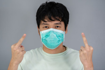 man with middle finger fuck sign hand gesture, coronavirus protection