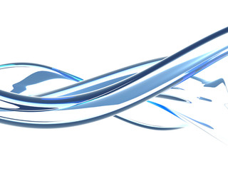 Blue water wave on white background. Clean crystal liquid