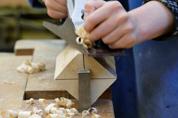 STOCKHOLM, SWEDEN A carpenter at a wooden lathe.