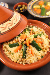 couscous with semolina, zucchini, carrot and chickpea