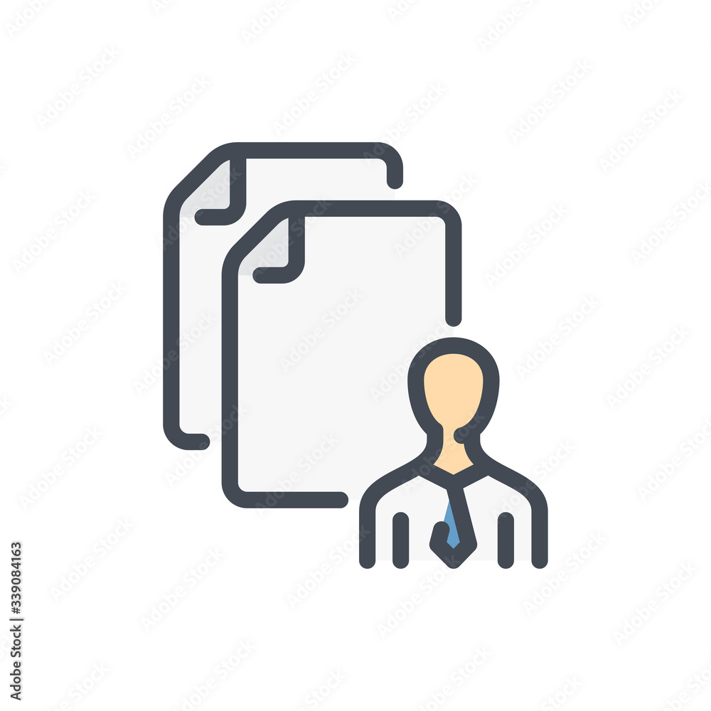 Fototapete Personal Documentation color line icon. Documents with Personal Data vector outline colorful sign.