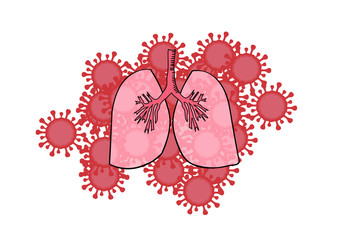 Vector illustration of lungs and coronavirus 