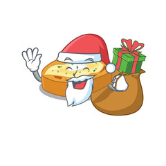Cartoon design of baked potatoes Santa with Christmas gift