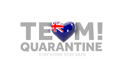 Australia team quarantine. Stay home save lives message. 3D Render