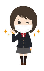 学生　女子　マスク　安心