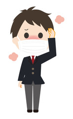 男子　熱　体調不良　病気　学生