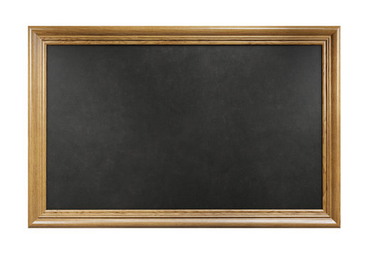 Wooden chalkboard frame isolated on a white background. Clipping path included.