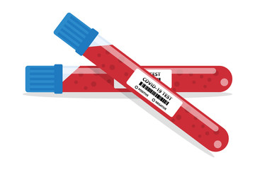 Blood sample tube for COVID-19, coronavirus test.