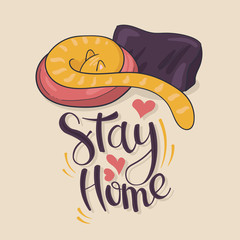 stay at home inscription pillows pet cat