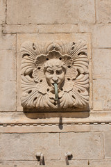 Onophrian Fountain Gargoyle water mouth the old town of Dubrovnik Croatia Water flowing down