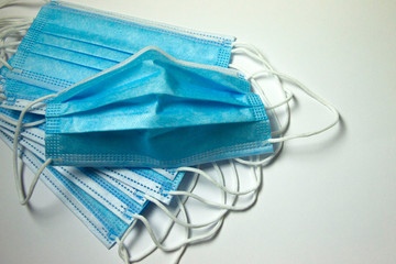 Protective medical face masks. Coronavirus protection.