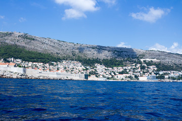 Dubrovnik city and sea view the location of GOT series with blue sea water and clear sky ships