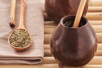 tea mate on a bamboo background