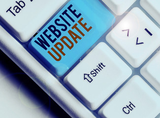 Writing note showing Website Update. Business concept for keeping the webpage and content up to...