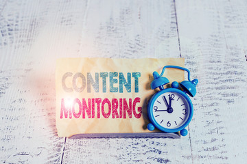 Word writing text Content Monitoring. Business photo showcasing a tool to identify mentions of...