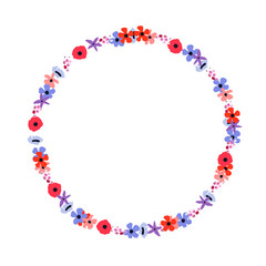 Floral Frame. Flowers arranged un a shape of the wreath for invitations and cards