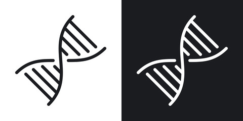 DNA, gene or genome icon. Simple two-tone vector illustration on black and white background - obrazy, fototapety, plakaty