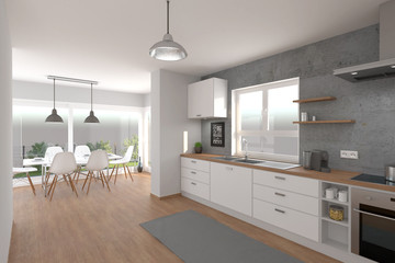 illustration 3d rendering Küche Inneneinrichtung