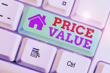 Conceptual hand writing showing Price Value. Concept meaning the price of a product based on what...