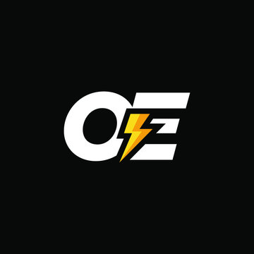 Initial Letter OE with Lightning