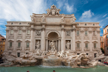 Fototapeta na wymiar Rome Italy landscape. A view of the Fontana di Trevi