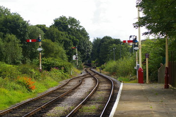 Railway tracks leading away from Ramsbottom station