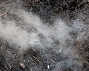 gray smoke when burning grass