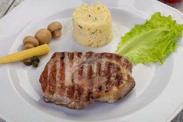 Grilled pork neck steak