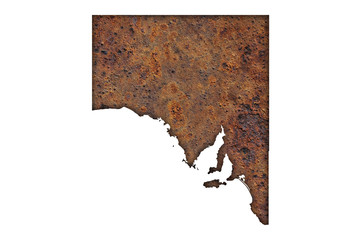 Karte von South Australia auf rostigem Metall