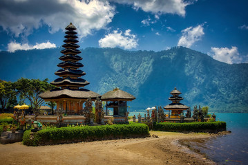 The Shaivite and Water Temple Pura Ulun Danu Bratan on the shores of Lake Bratan, Bedugul, Bali, Indonesia 