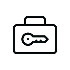 Luggage storage isolated icon, lock suitcase outline vector icon