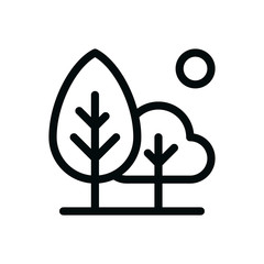 City park isolated icon, forest trees linear vector icon - obrazy, fototapety, plakaty