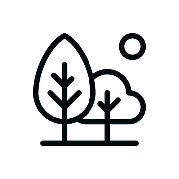 City park isolated icon, forest trees linear vector icon