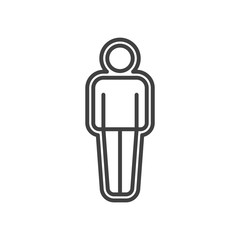 Icon silhouette of a protected person. A simple image of a man with a protective barrier around him. A symbol of cleanliness and reliability. Linear execution. Isolated vector on a white background.