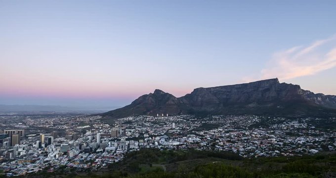 Day to night timelapse of Capetown shot from the Signal Hill